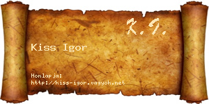 Kiss Igor névjegykártya